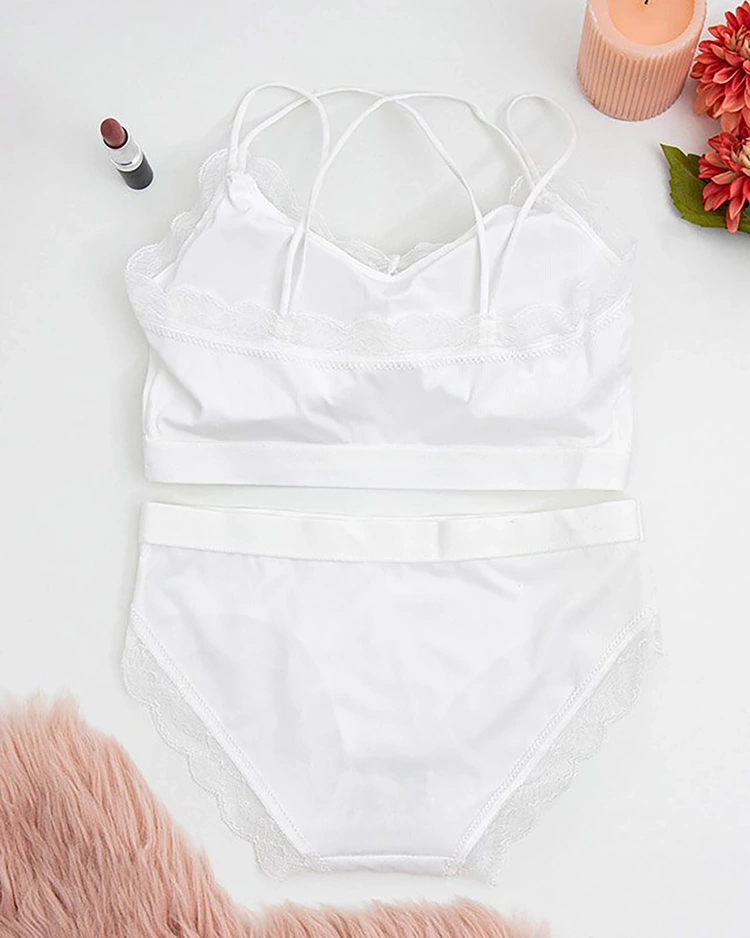 Women S White Lingerie Set With Lace Underwear White Woman