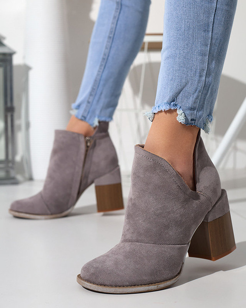 Gray women s ankle boots with Cintura cut outs Footwear pigeon