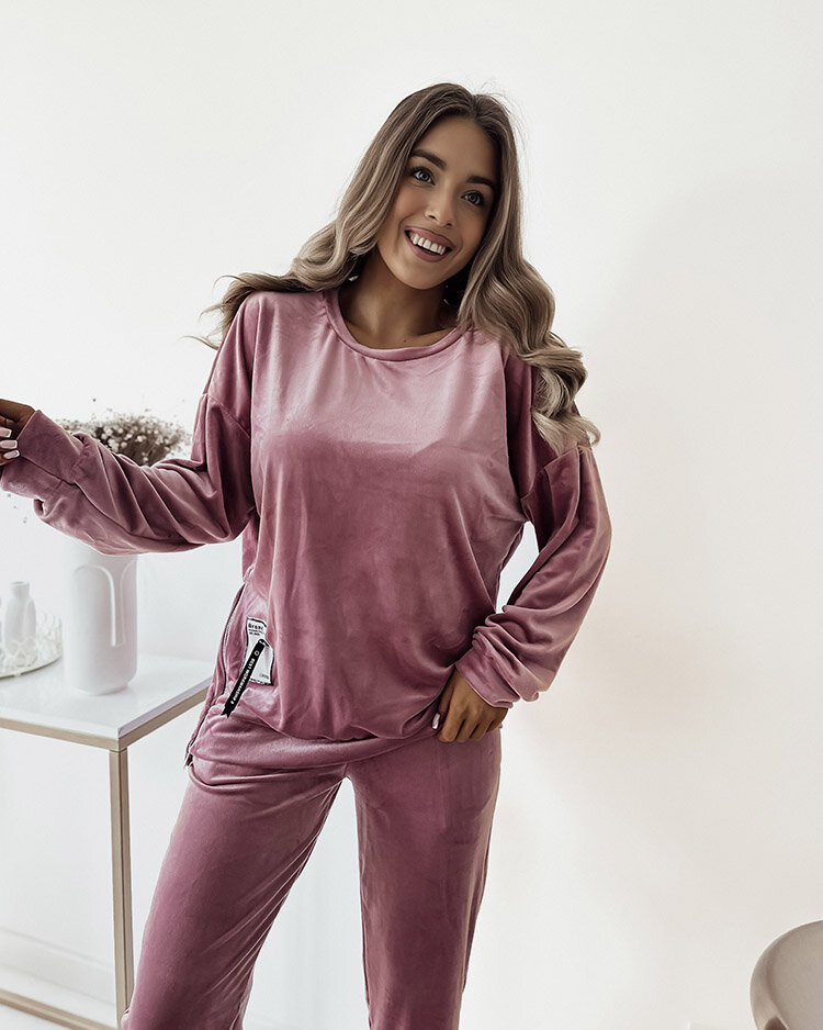 Pink velvet best sale tracksuit set