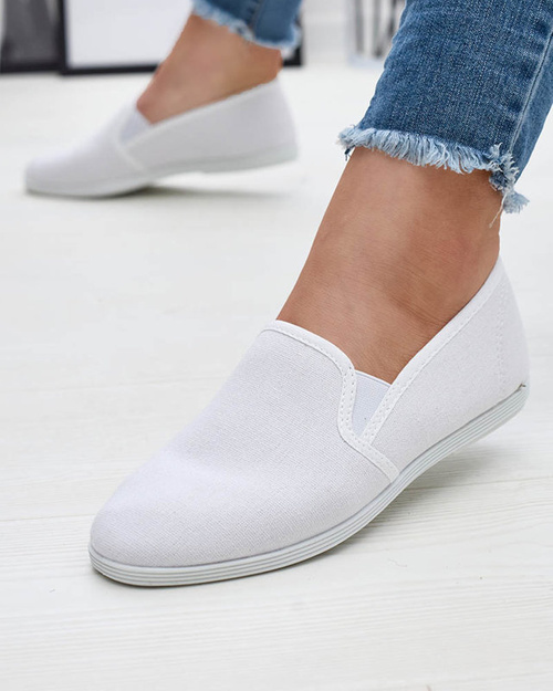 Ladies white slip hot sale on plimsolls