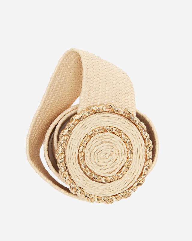 Beige Braided Elastic Belt