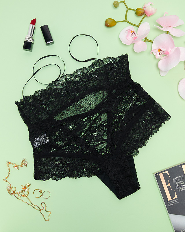 Black Lace Bras with Ribbon - Underwear black, WOMAN \ Gift guide WOMAN \  LINGERIE \ Briefs & Panties \ Brazilian Gift ideas