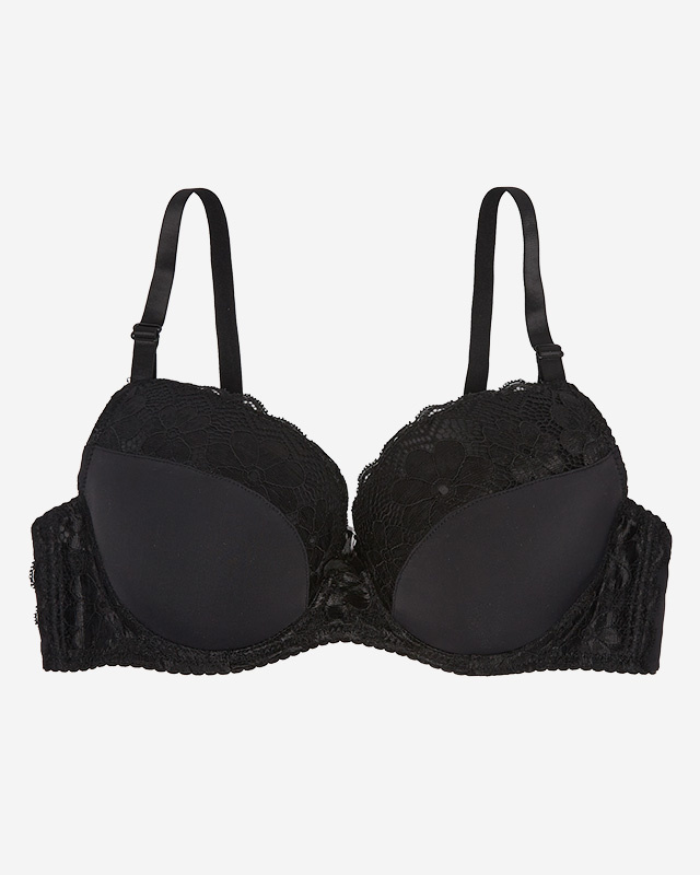 Black Women's Bra With Lace Insert - Underwear Black | WOMAN \ LINGERIE ...