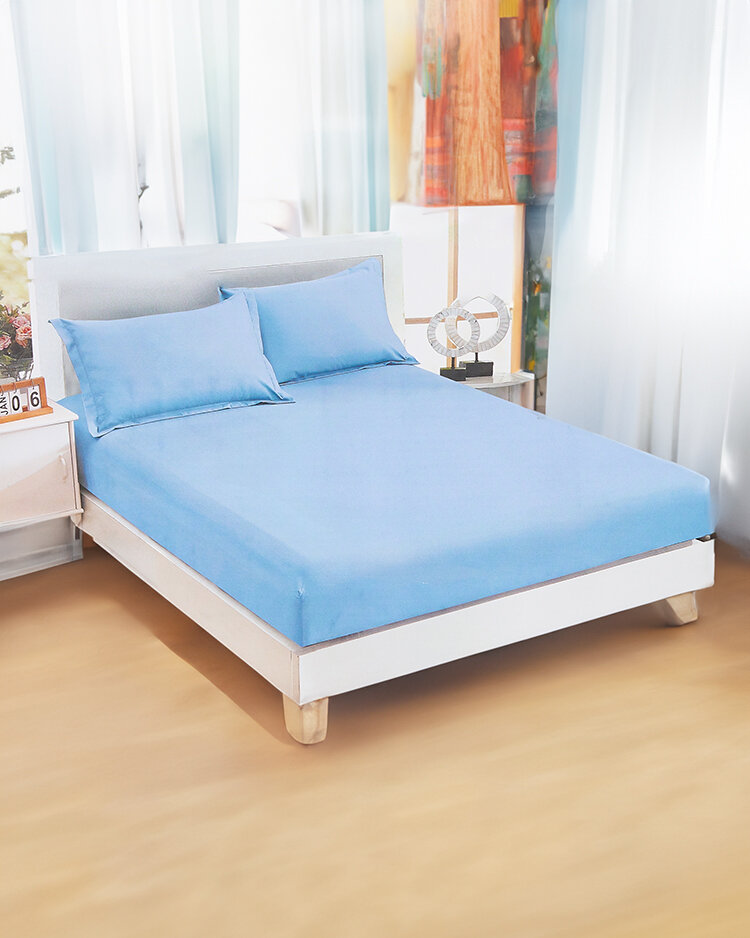 Cotton blue sheet with elastic band 160x200 Sheets Different HOME