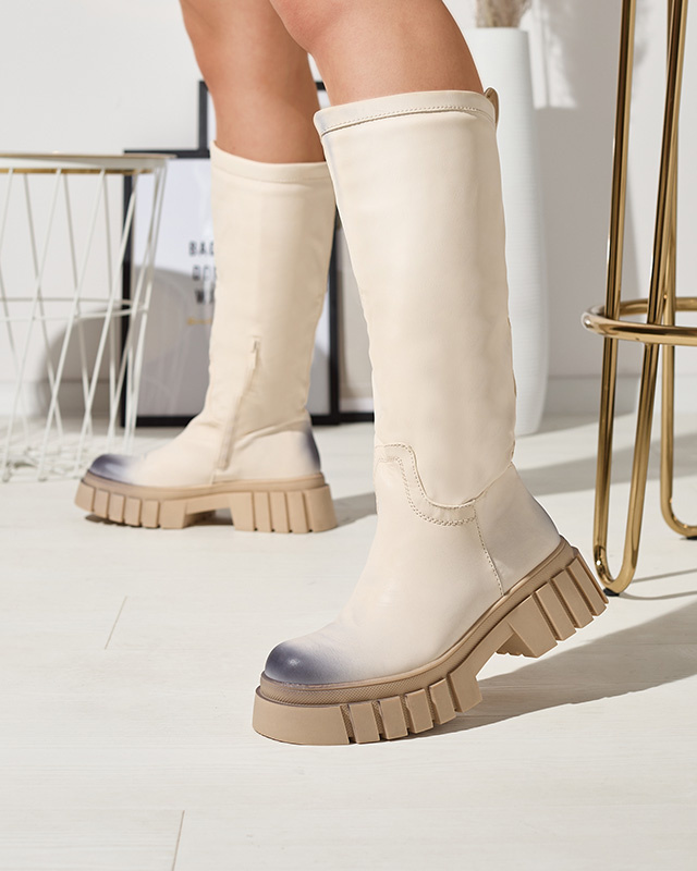 Cream mid 2024 calf boots