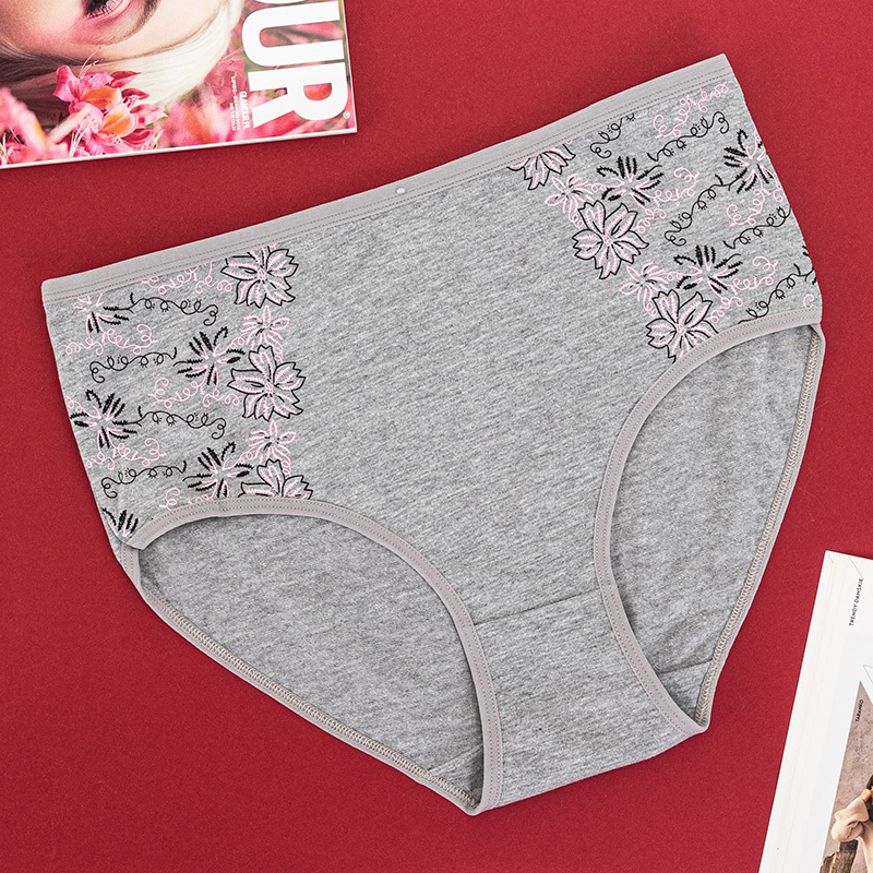 Gray women's cotton panties with floral briefs - Underwear pigeon gray ...