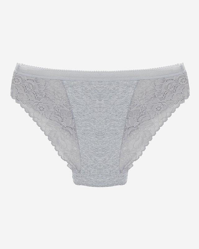 Gray women's cotton panties with lace- Underwear pigeon gray | WOMAN ...