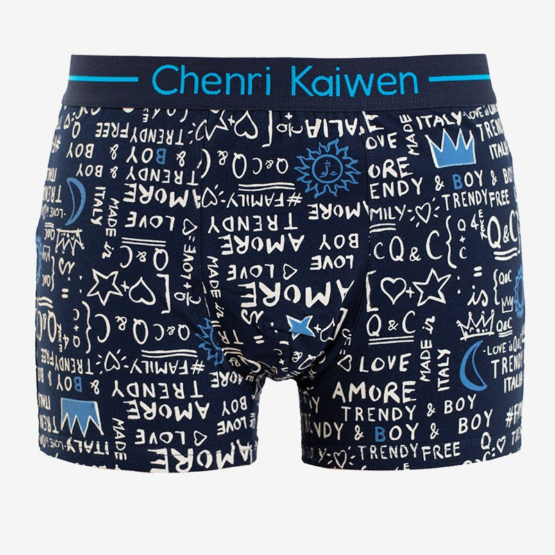 Men's navy blue boxer shorts with inscriptions - Underwear baby blue ...