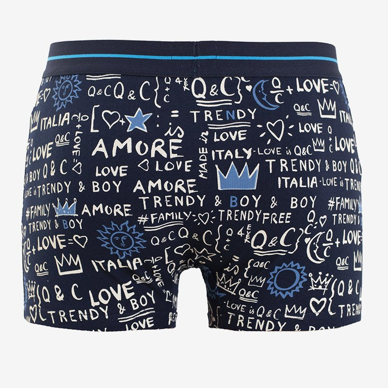 Men's navy blue boxer shorts with inscriptions - Underwear baby blue ...