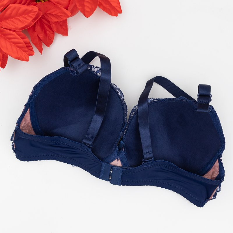 Pink women's bra with navy blue lace - Underwear pink || baby blue ...