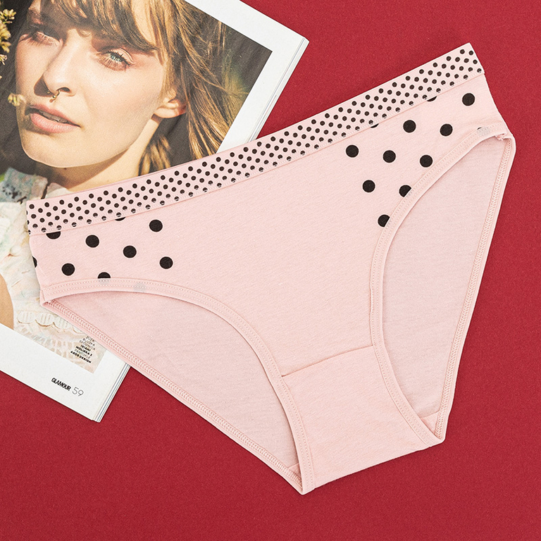 Pink women's cotton panties types with peas Underwear pink WOMAN \ LINGERIE \ Briefs