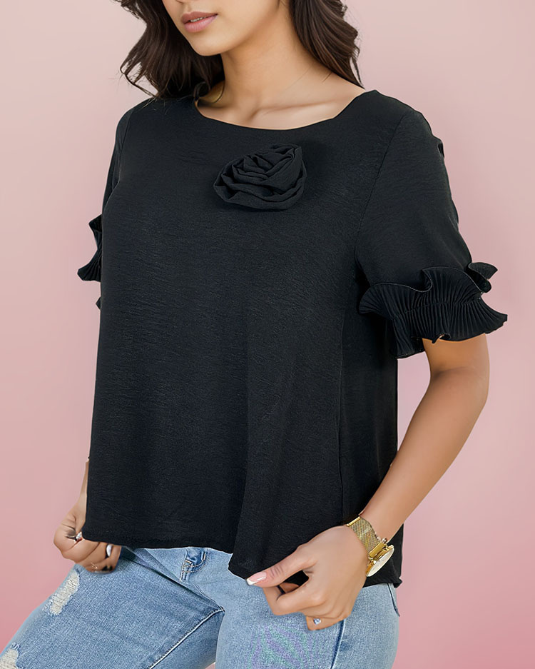 Royalfashion Women's Blouse with frills black | NEW WOMAN \ CLOTHING ...