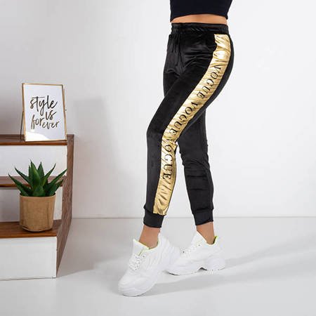 Black women's sweatpants with lettering - Clothing