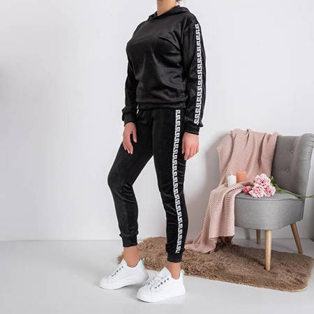 Black women's tracksuit set with stripes - Clothing