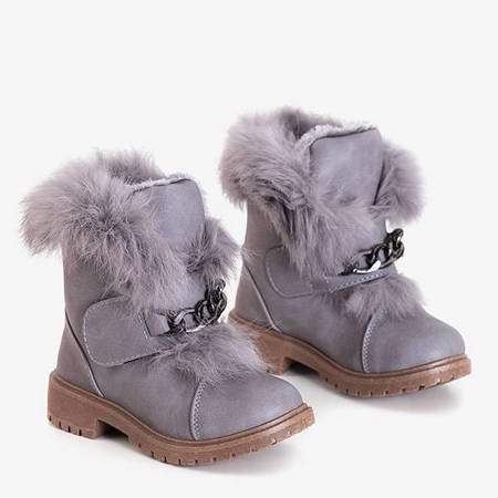 Gray children's snow boots with fur Enili - Footwear