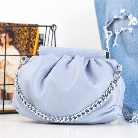 Light blue ladies handbag with shirring - Accessories