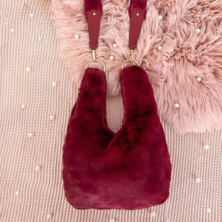 Maroon fur handbag for women - Accessories