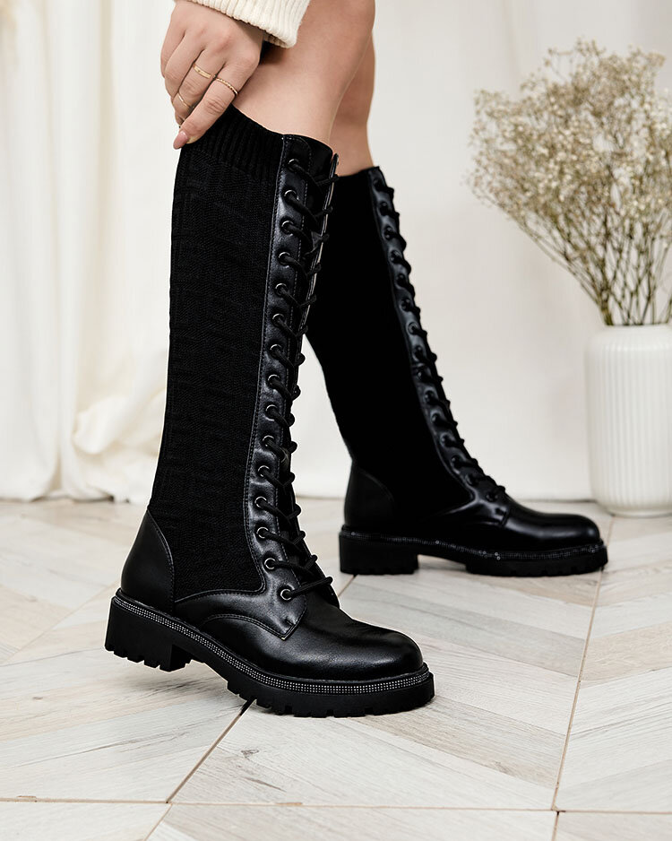 Royalfashion Black women's mid-calf boots Gusierlla