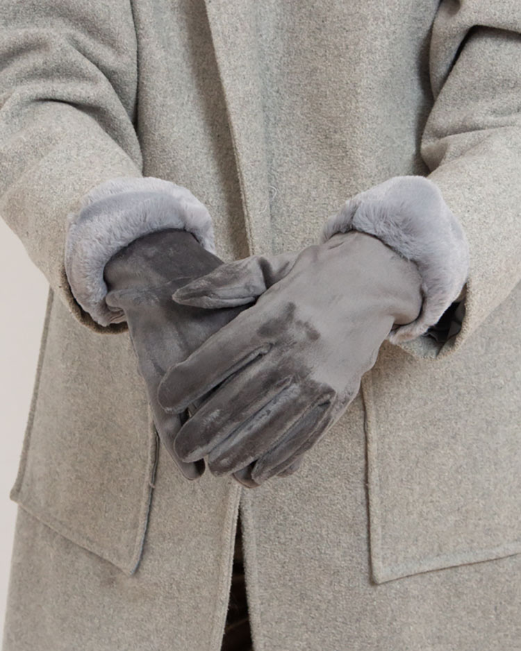 Royalfashion Grey women's gloves