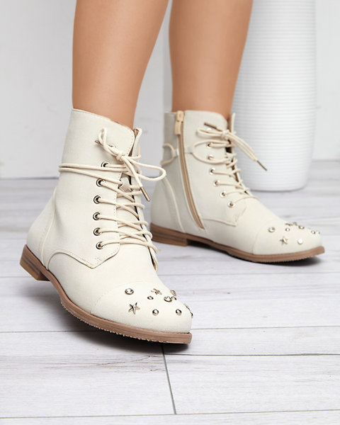 Beige women's boots with embellishments Matildat - Footwear