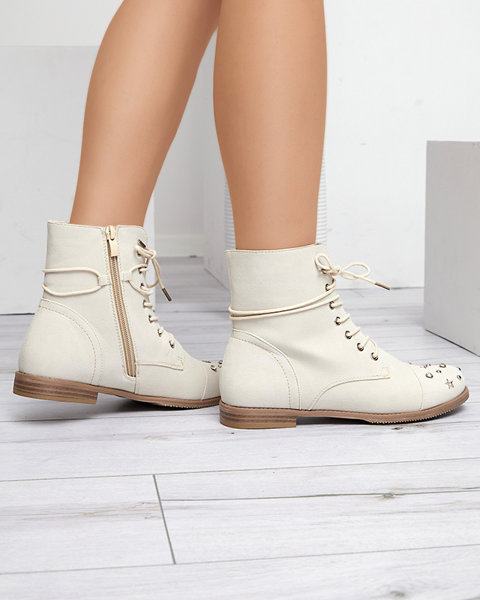 Beige women's boots with embellishments Matildat - Footwear