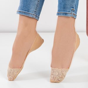 Beige women's lace-up feet - Socks