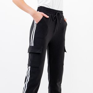 Black women's combat pants with stripes - Clothing