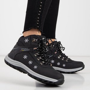 Black women's insulated snow boots with ornaments Aliza - Footwear