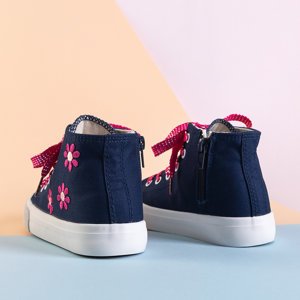 Famot navy blue children's high sneakers - Footwear
