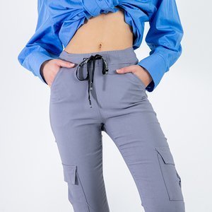 Gray women's combat pants with pockets - Clothing