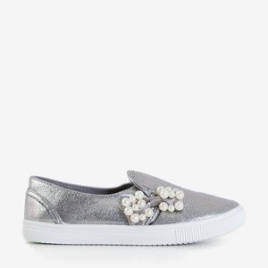 Grey silver children's sneakers with bow Malasita - Footwear