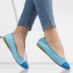 Light blue Manolita woven fabric ballerinas for women - Footwear