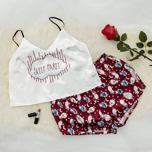 Maroon women's pajamas with print - Clothing
