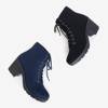 Navy blue women's lace-up high-heeled ankle boots Minor - Footwear