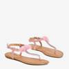 Pink women's flip flop sandals with embellishments Begnetia - Footwear