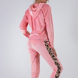 Pink women's sweatshirt set with leopard stripes - Clothing