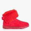 Red women's snow boots with fur Murenap - Footwear