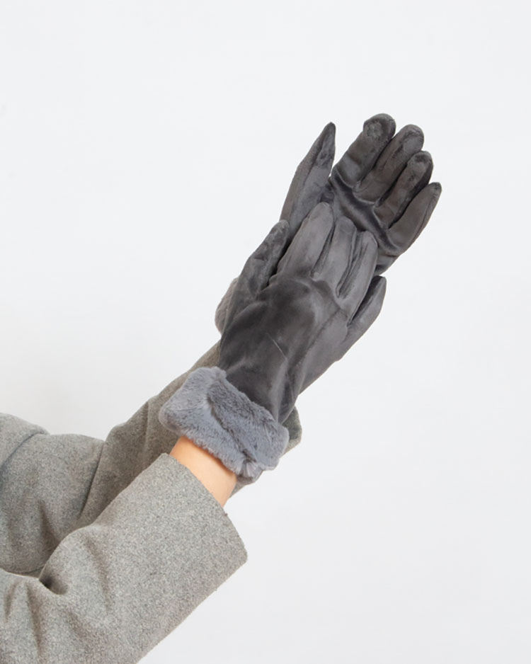 Royalfashion Grey women's gloves