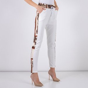 White patterned ladies trousers - Clothing
