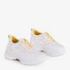 White women's sports shoes with yellow inserts Adira - Footwear