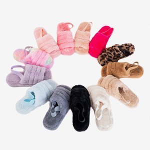 Women's fur slippers in leopard print Fornax - Footwear