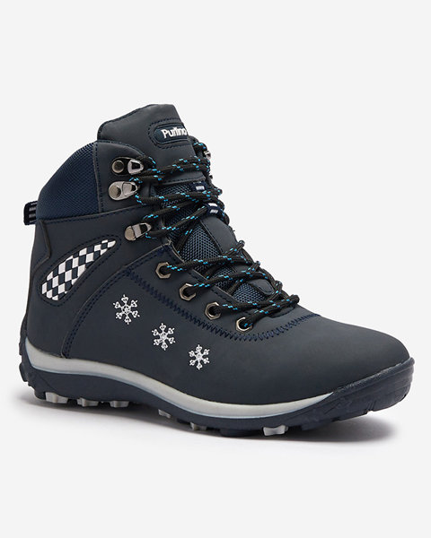 Women's navy blue snow boots with snowflakes Sniesavo - Footwear