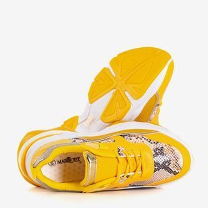Yellow women's sports sneakers with animal embossing Symforiana - Footwear