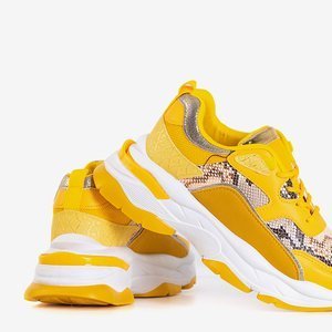 Yellow women's sports sneakers with animal embossing Symforiana - Footwear