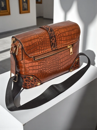 Callista Classico Bag - Dark Brown Faux Leather with Zipper