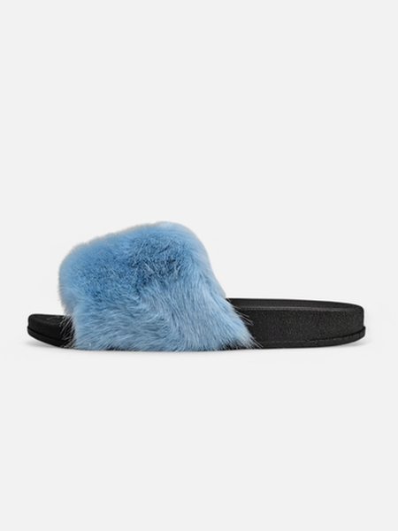 Bordowe damskie klapki z futerkiem Nonna- Obuwie