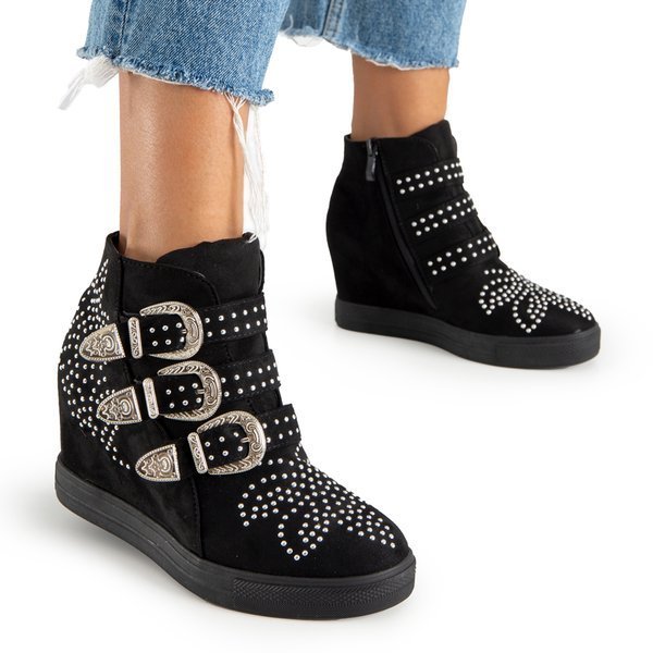 Черные кроссовки на танкетке с блестками Princali - Обувь