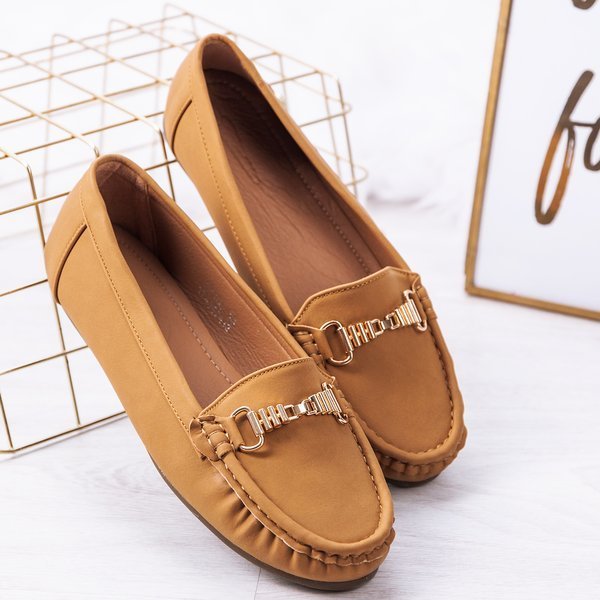 Brązowe mokasyny z metalową ozdobą Abu-Dabi - Obuwie