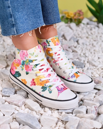 Royalfashion Женские высокие белые кроссовки с цветочным принтом Fahenna