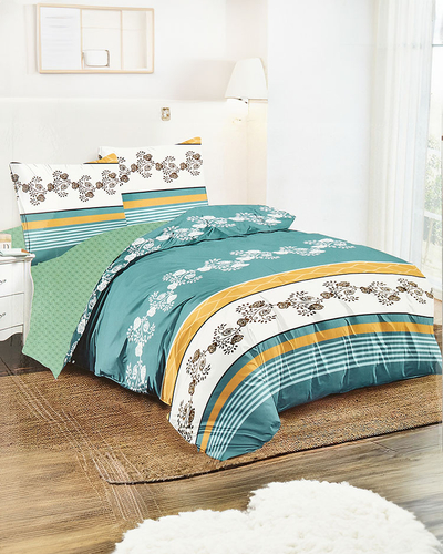 Зеленое постельное белье из хлопка 200х220, комплект из 4-х частей